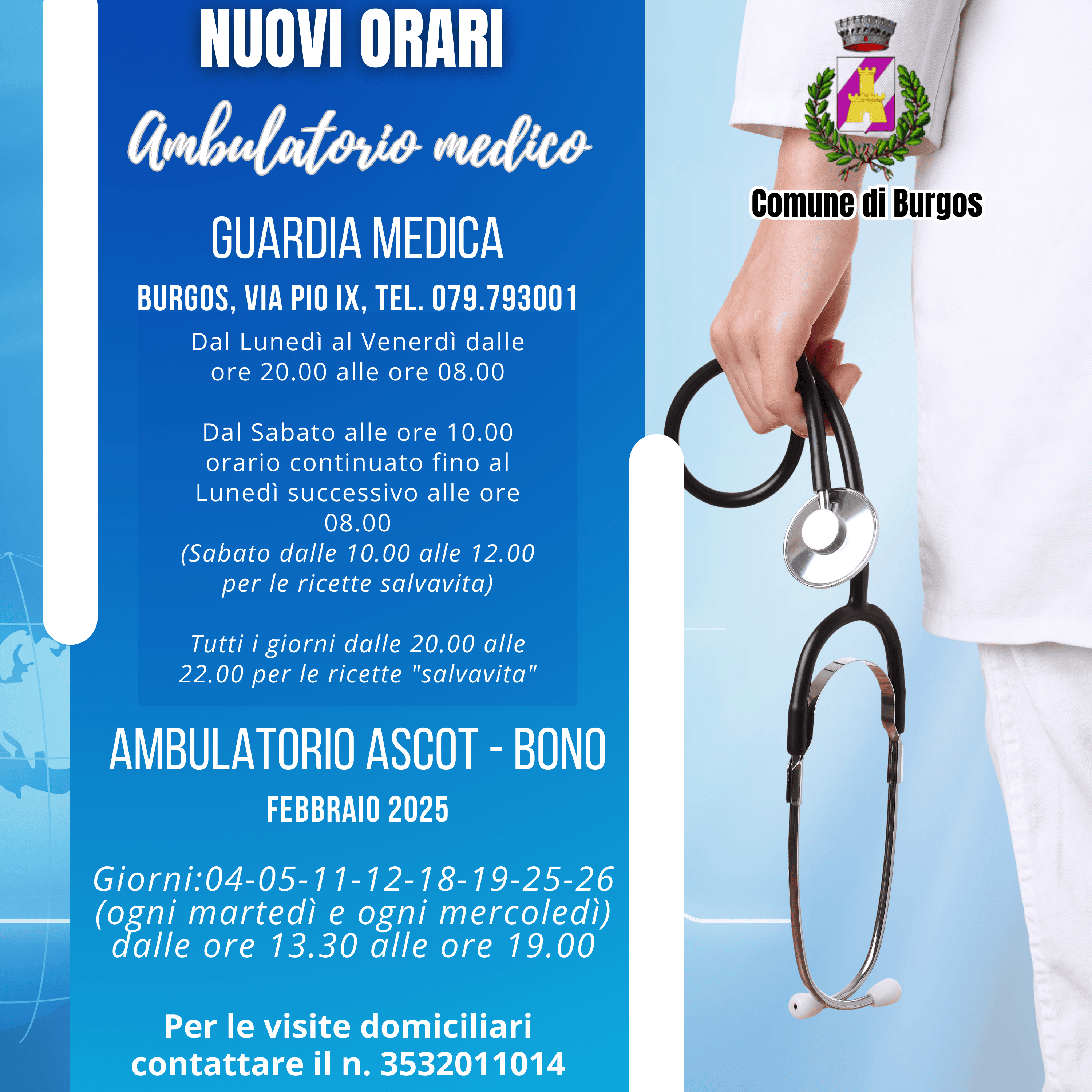 NUOVI ORARI AMBULATORIO MEDICO